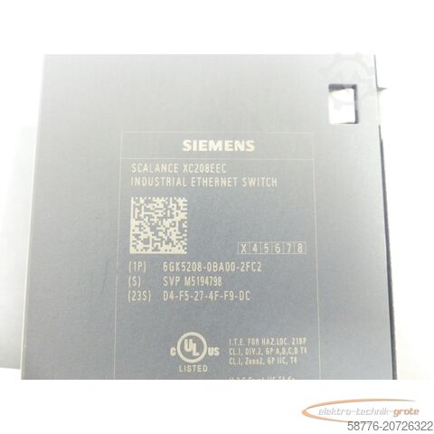Component Siemens 6GK5208-0BA00-2FC2 Industrial Ethernet Switch SN: SVPM5194798 - ungbr. -