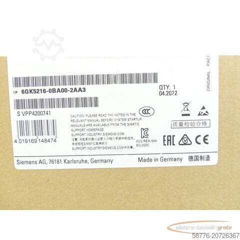 Component Siemens 6GK5216-0BA00-2AA3 SN:VPP4200741 - ! -