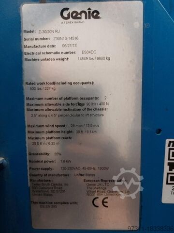 Teleskop-Gelenk-Arbeitsbühne Genie Z-30/20N RJ