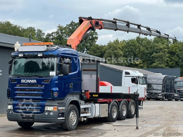 Flatbed truck SCANIA R620 V8 8x4 Lenk/Lift,Pritsche Palfinger PK29002