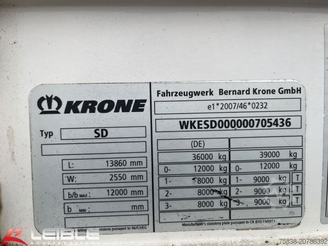 Open semitrailer with tarp KRONE SD*Tautliner*Liftachse*Code XL*SAF*Liftachse*