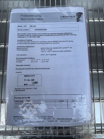 Klimakammer Binder MK 720 E5 Binder MK 720