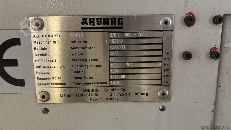 Injection molding machine Arburg 370 C 600-100