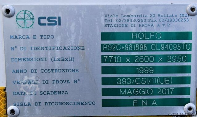 Kühlanhänger ROLFO C201 KÜHLKOFFER 7,71 m*