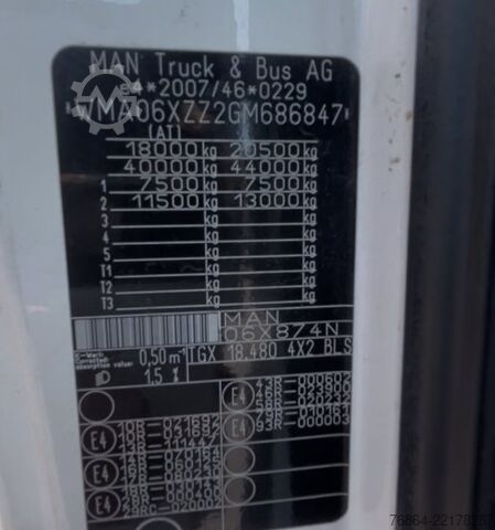 Standard tractor unit MAN TGX 18.480 4X2 EURO 6, RETARDER, STANDKLIMA,