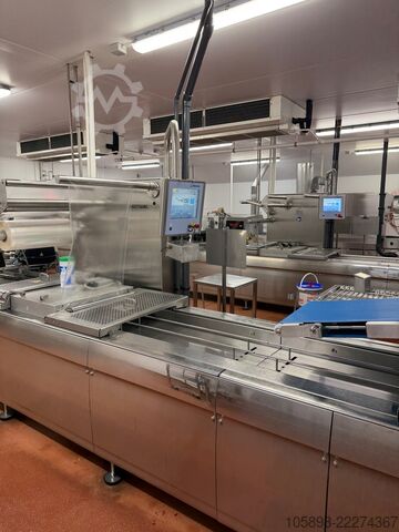 Schneide- und Verpackungslinien für gegartes Fleisch Weber and Multivac CCS405 and R535