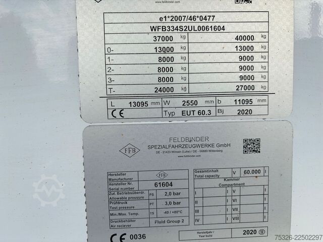 Silo semitrailer FELDBINDER EUT 60.3-4/4 LIFT LENK