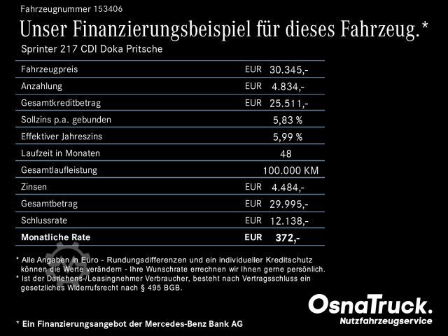 Pritschenwagen MERCEDES-BENZ Sprinter 217 CDI Doka Pritsche Klima, AHK, MBUX