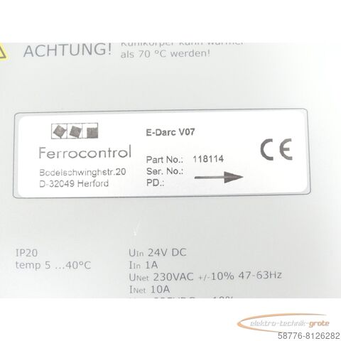 Component  Ferrocontrol E-Darc V07 - 118114 - Antriebsregler SN:DPUB107140788608