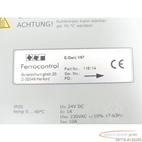 Component Ferrocontrol E-Darc V07 - 118114 - Antriebsregler SN:DPUB1E5112519316