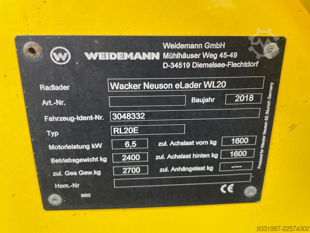Lader Weidemann Weideman 1160 E hoftrac / Wacker Neuson WL20