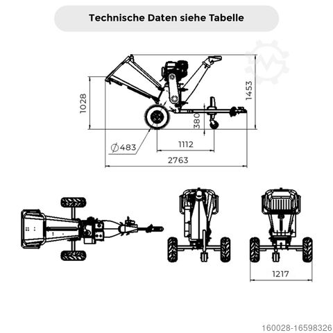 Häcksler Schredder Benzinhäcksler E-Star SCHORR Holzhäcksler RR150THX 150mm