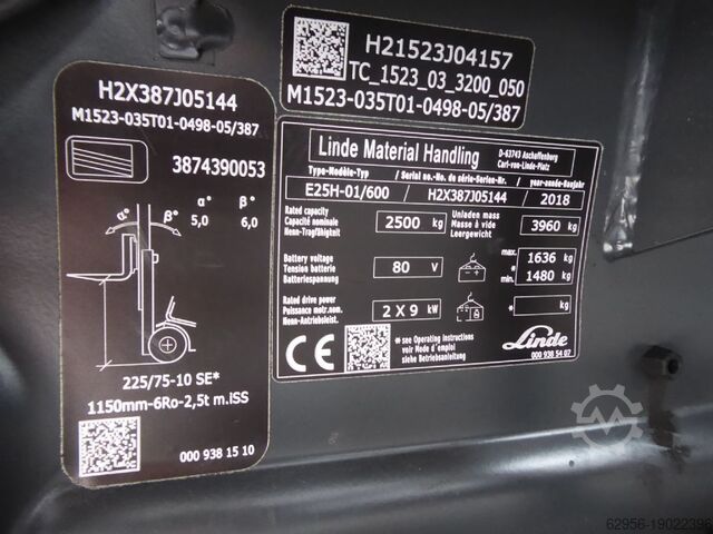 Electric 4-wheel forklift Linde E25H 01/600