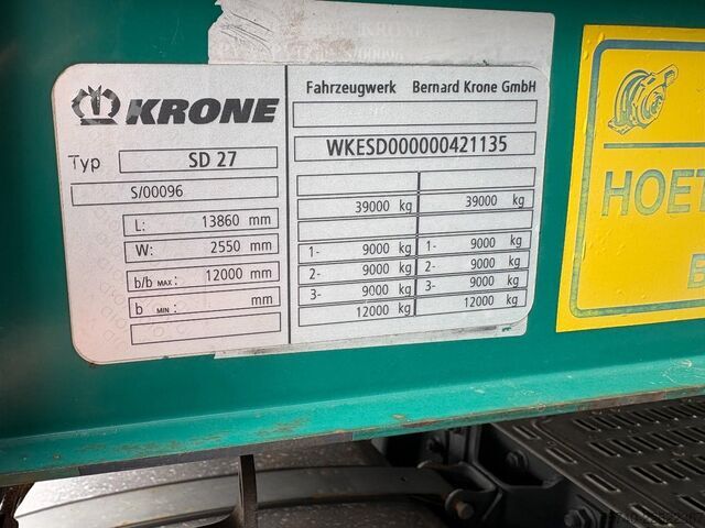 Schiebeplanen Krone - SD 27 + 3X BPW AXLE + LIFT AS + SCHUIFDAK