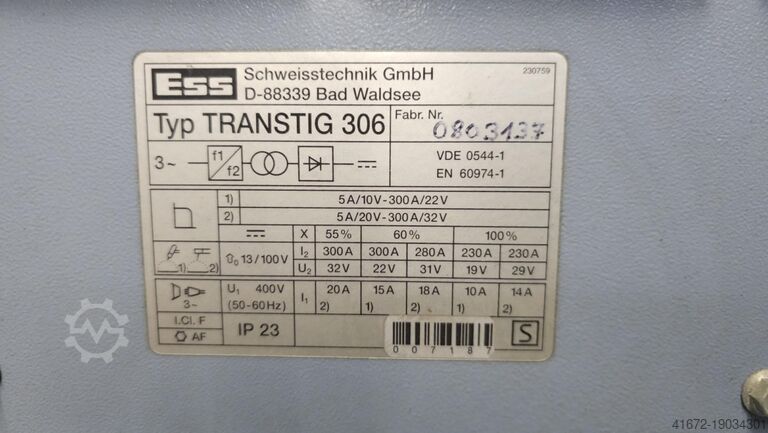 WIG-Welder ESS Schweißtechnik GmbH TRANSTIG 306