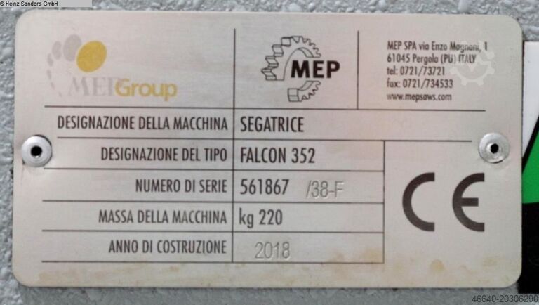 Cold Circular Saw MEP FALCON 352