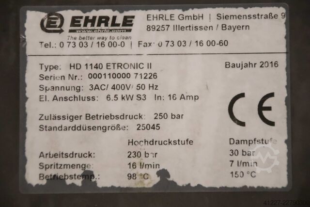 Hochdruckreiniger Ehrle HD 1140 Electronic II