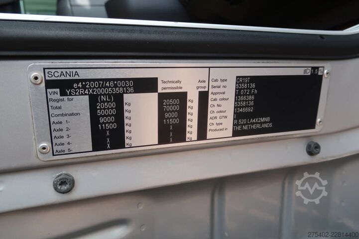 Standard-SZM Scania R520 V8 4X2/ RETARDER/ FULL AIR/ HYDRAULICS/ AL...
