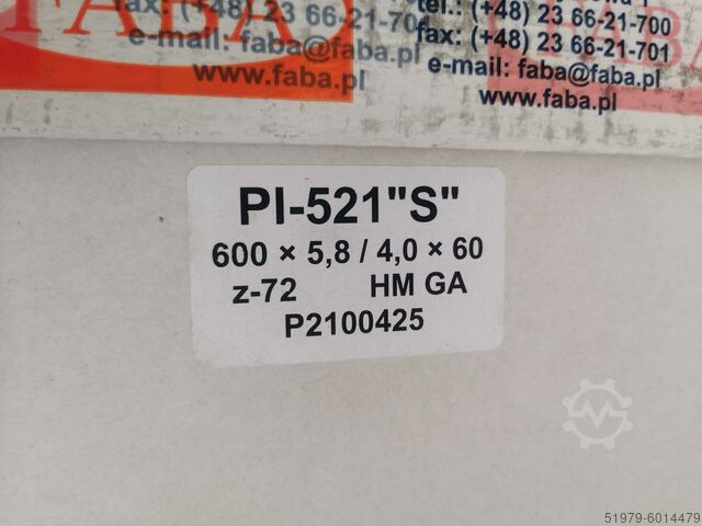 Saw blades set for HOLZMA Machines FABA + AKE 600 x 5,8 / 4,0x60 Z=72 + 200 / 45 Z=36