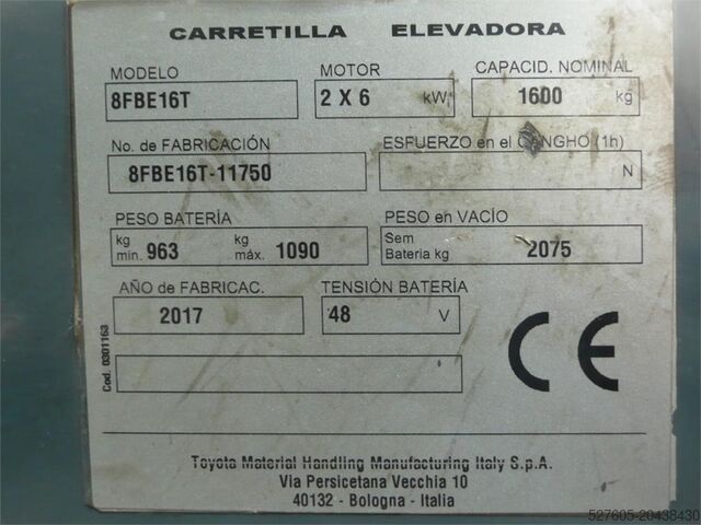 Forklift Toyota 8FBE16T