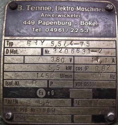 Electric motor 5.5 kW 1450 rpm Tennie ERY5,5/4-75