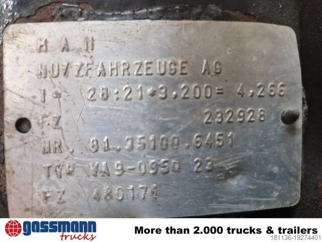 Agricultural machine MAN VA 9-0950 23 9t Vorderachse