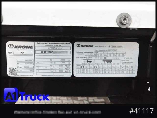 Auflieger mit Pritsche & Plane KRONE SD, Tautliner, neue Plane, 1 Vorbesitzer
