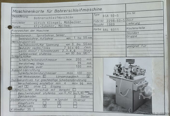 Drill grinding machine Ulrich Klingel BS50