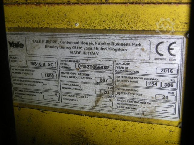 Manual stacker YALE MS 16 IL AC