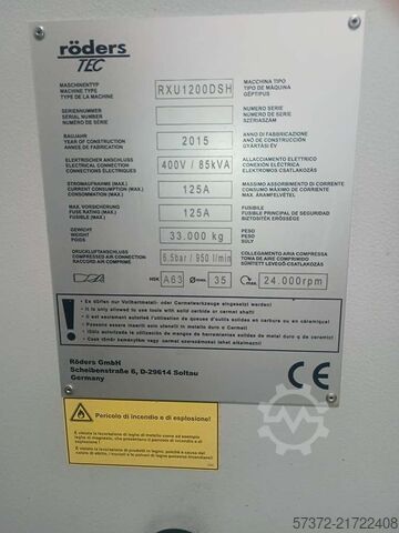 5-Axes CNC Milling Machine Röders RXU 1200 DSH