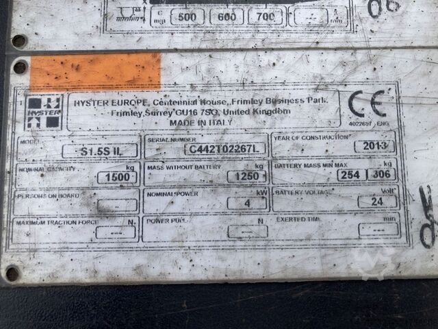 High Lift stacker Hyster S 1.5S IL