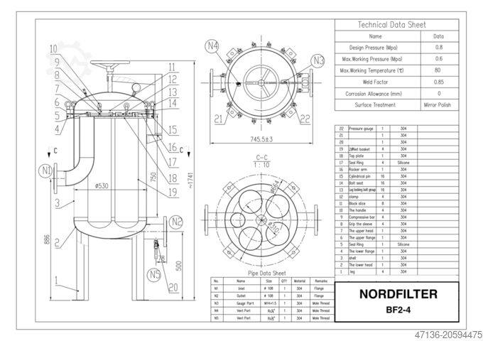 Bag Filter 4 bag NORDFILTER BF2-4