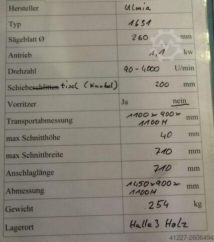 Formatkreissäge ULMIA 1631