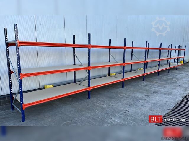 Wide span storage rack ca. 28,55 lfm. Weitspannregale H: 200 cm T: 80 cm , 400 kg Fachlast , 3 Ebenen