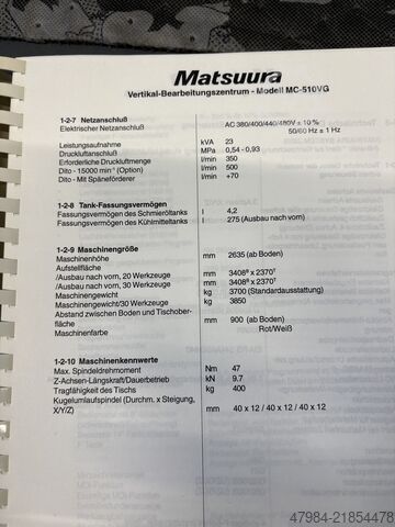 Vertical machining center MATSUURA MC 510 VGM
