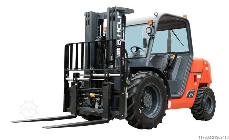Diesel rough terrain forklift Heli CPCJ25 - Gelände kompakt - 2,5t 3,7m Hub Triplex KUBOTA