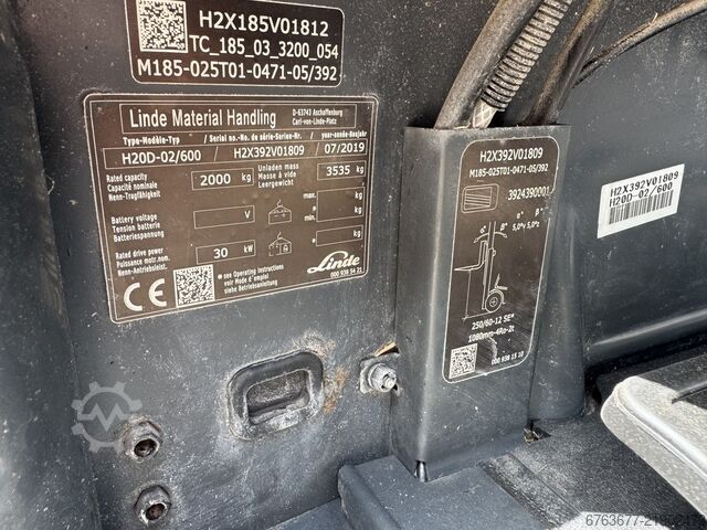 Linde H20D-02/600 triple 465 Freelift / Sideshift / Fork Positioner 2019 VW Diesel 7650 hours LINDE H20D-02/600 triplo 465 Freelift / Sideshift /  Vorkversteller 2019 VW Diesel 7650uur