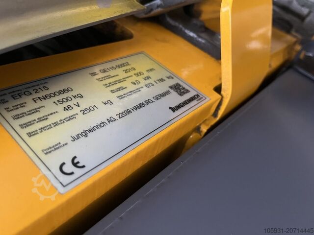 Electric 3-wheel forklift Jungheinrich EFG215