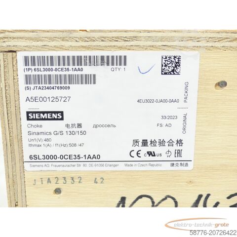 Component Siemens 6SL3000-0CE35-1AA0 Netzdrossel SN:JTA23404769009 - ! -
