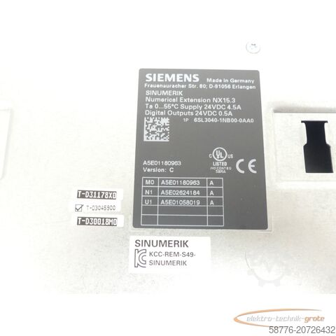 Component Siemens 6SL3040-1NB00-0AA0 Numeric Contr. Extension NX15.3 SN T-D36132246