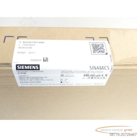 Component Siemens 6SL3120-1TE21-0AD0 Single Motor-Module SN T-R16136914