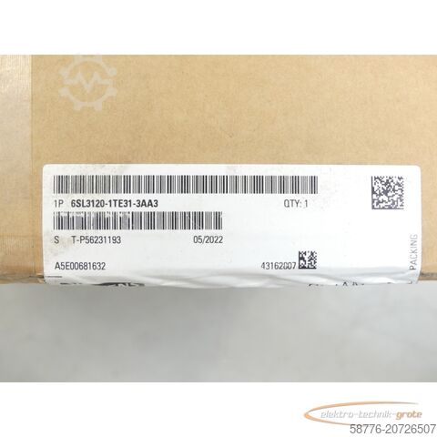 Component Siemens 6SL3120-1TE31-3AA3 Single Motor Module SN:T-P56231193 - ! -