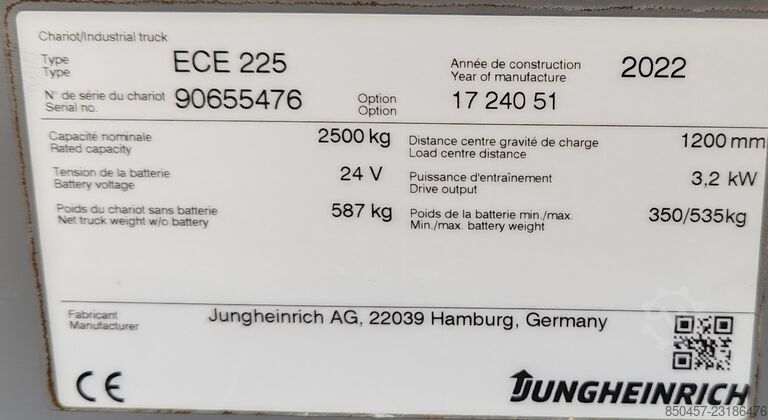 Horizontal Order Pickers Jungheinrich ECE 225 2.4m