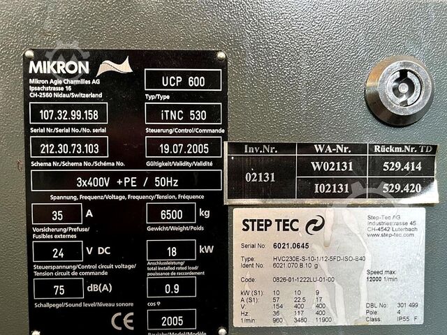 Vertical machining center Mikron UCP 600