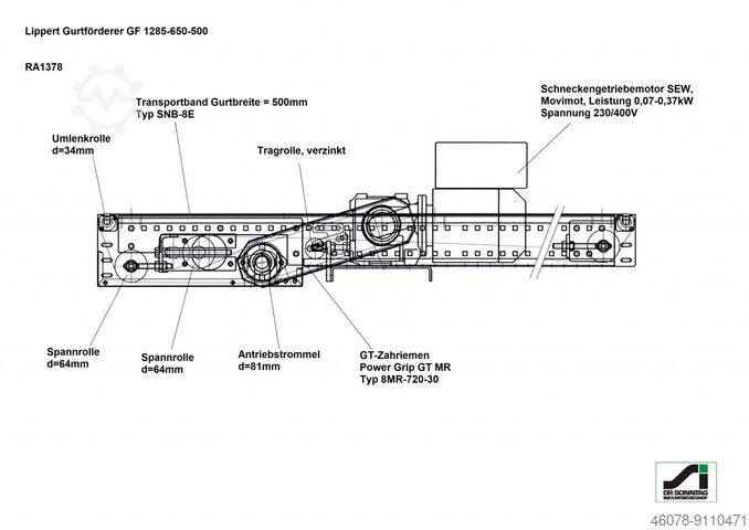 Belt conveyor belt conveyor Lippert GF 1285-650-500