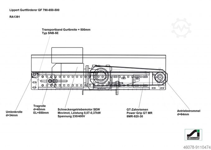 Belt conveyor belt conveyor Lippert GF 790-650-500