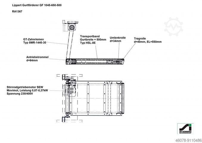 Lippert belt conveyor belt conveyor Lippert GF 1045-650-500
