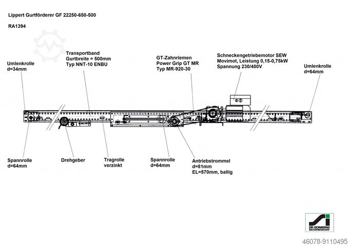 Gurtförderer Förderband Gurtband Lippert GF 22250-650-500