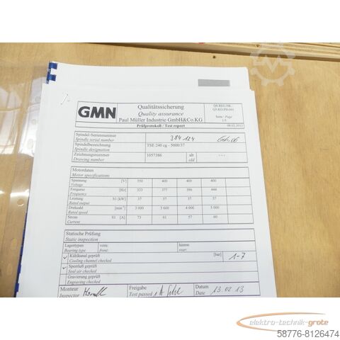 Component GMN TSE 240 cg - 5000 / 37 Schleifspindel 384124    !