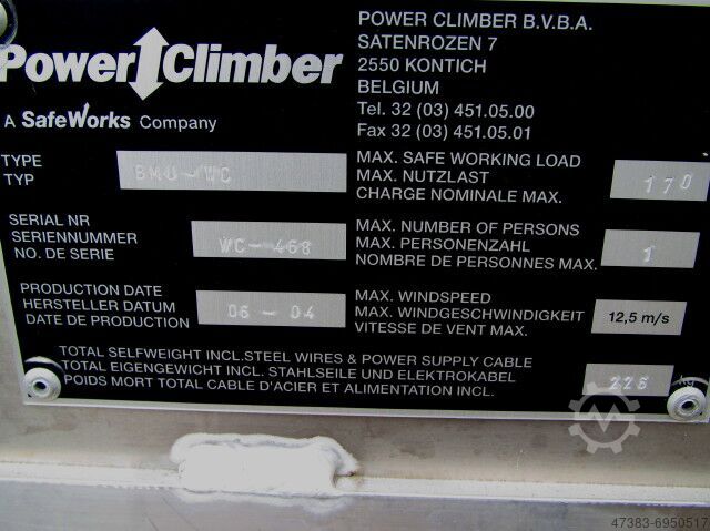 Fassadenbefahranlage Fassadenaufzug POWER CLIMBER BMU - WC